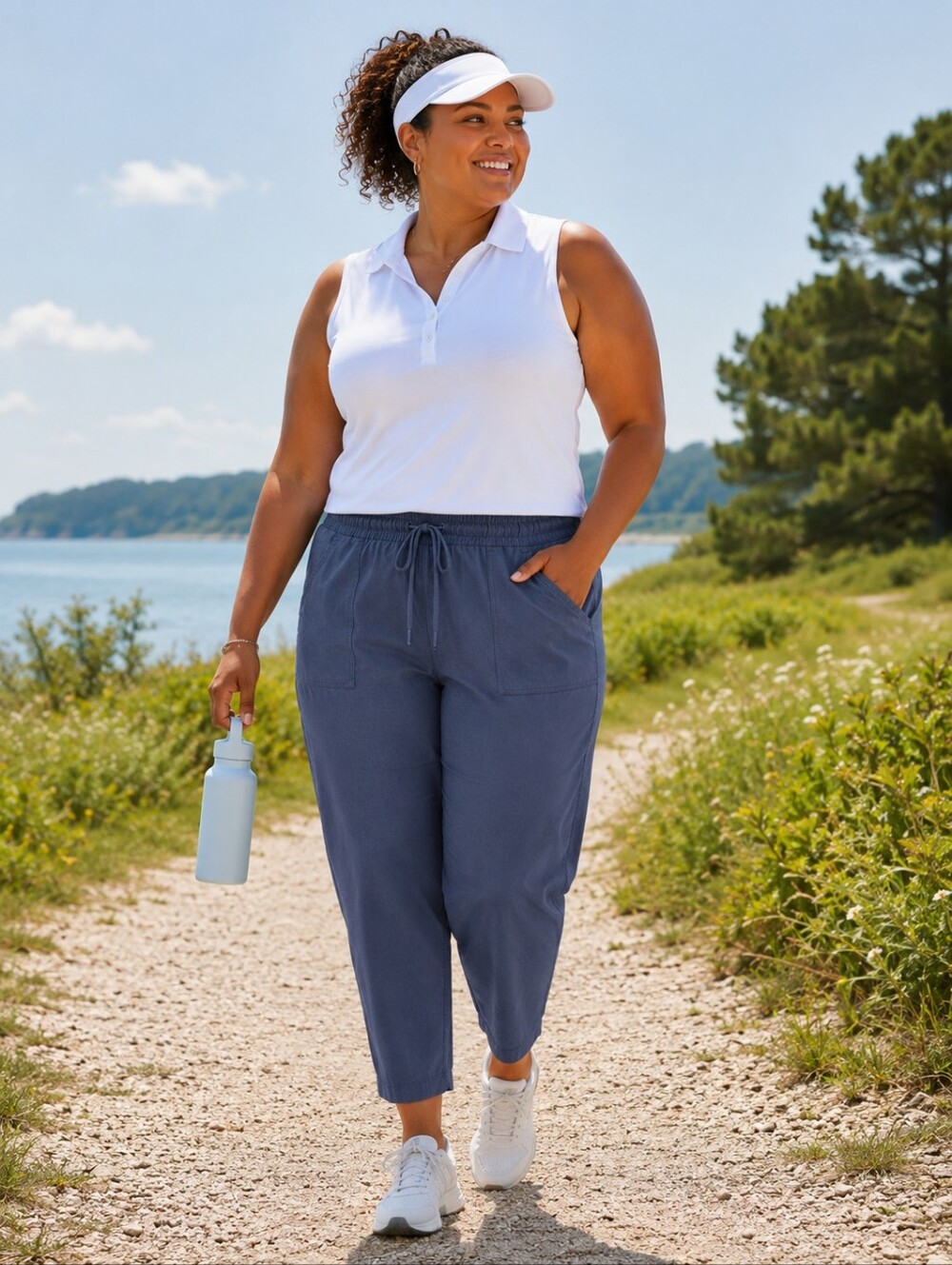 L.L. Bean Comfort Tencel Ankle Pant in Blue Outdoor Gorpcore Women's 1X Plus NWT